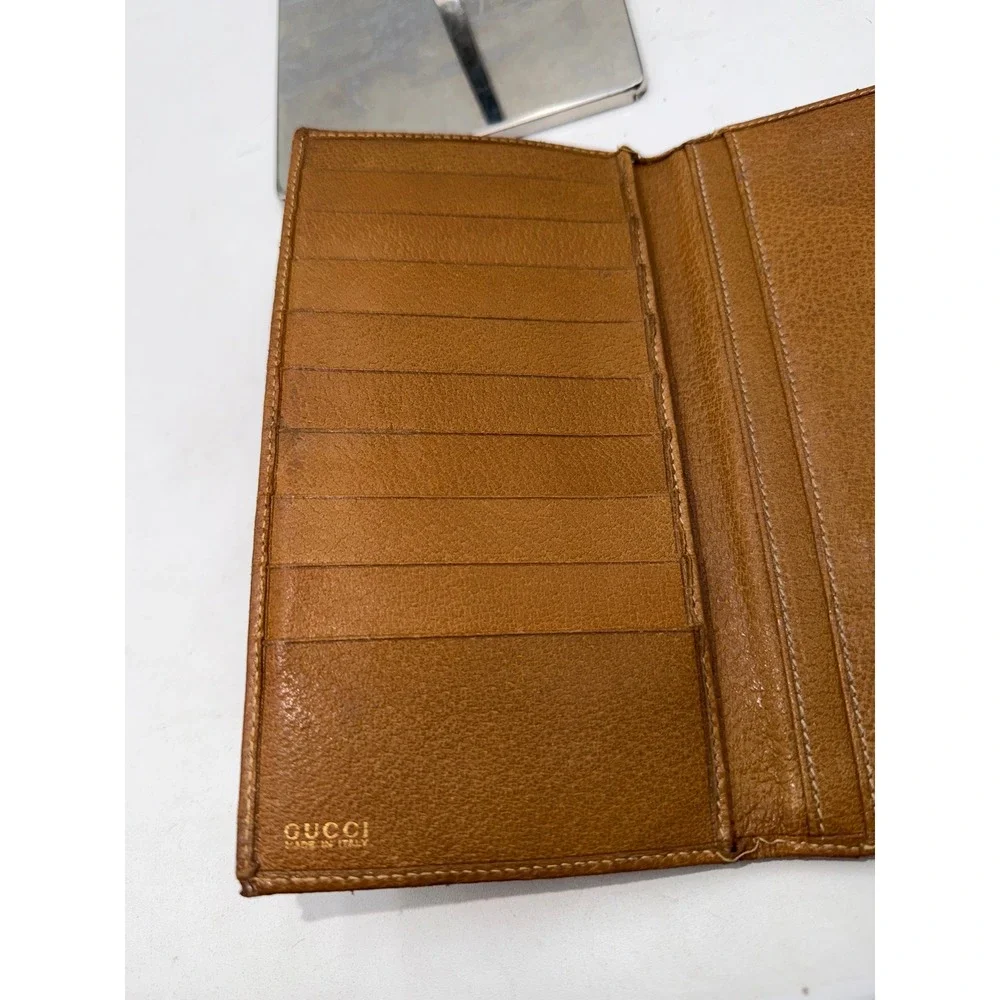 Gucci Sylvia Vintage Leather Long Buckle Wallet Made in Italy 035-149-1662 - Picture 6 of 12